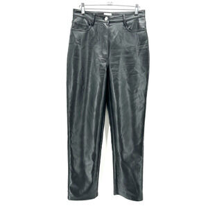 Wilfred Aritzia The Melina Pant Womens 6 Black Vegan Leather Straight Leg Preppy